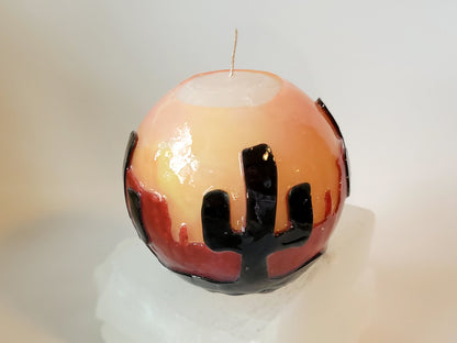 Cactus in the Desert and Red Cliffs