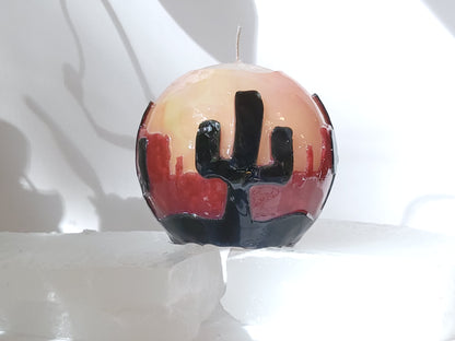 Cactus in the Desert and Red Cliffs