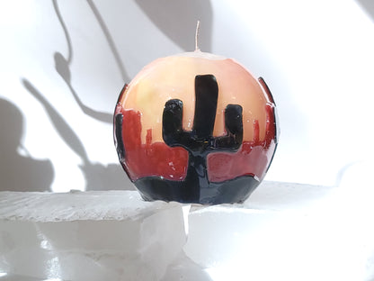 Cactus in the Desert and Red Cliffs